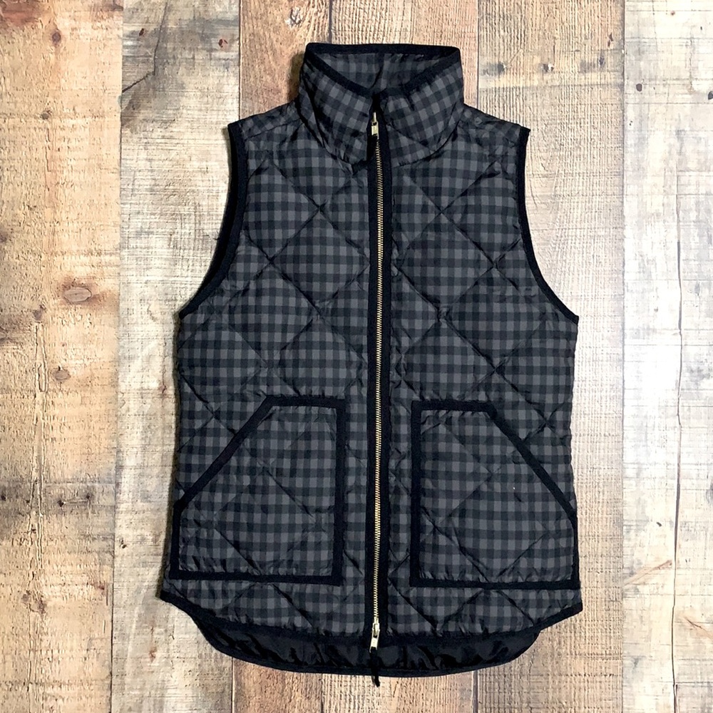 J. Crew Gingham Checkered Plaid Excursion Down Pu… - image 1